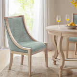 Upholstered Dining Chair with Nailhead Trim and Curved Back Legs - Dining Chairs