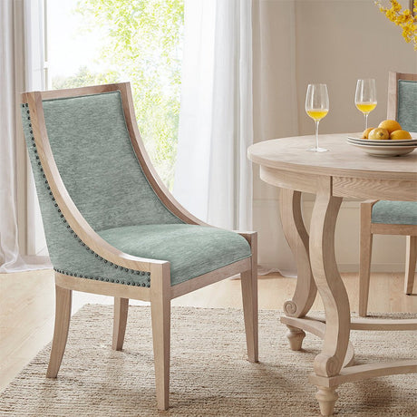 Upholstered Dining Chair with Nailhead Trim and Curved Back Legs - Dining Chairs