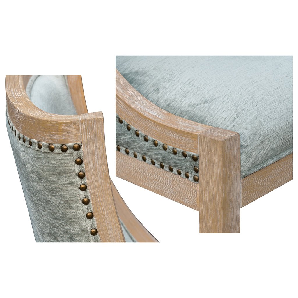 Upholstered Dining Chair with Nailhead Trim and Curved Back Legs - Dining Chairs