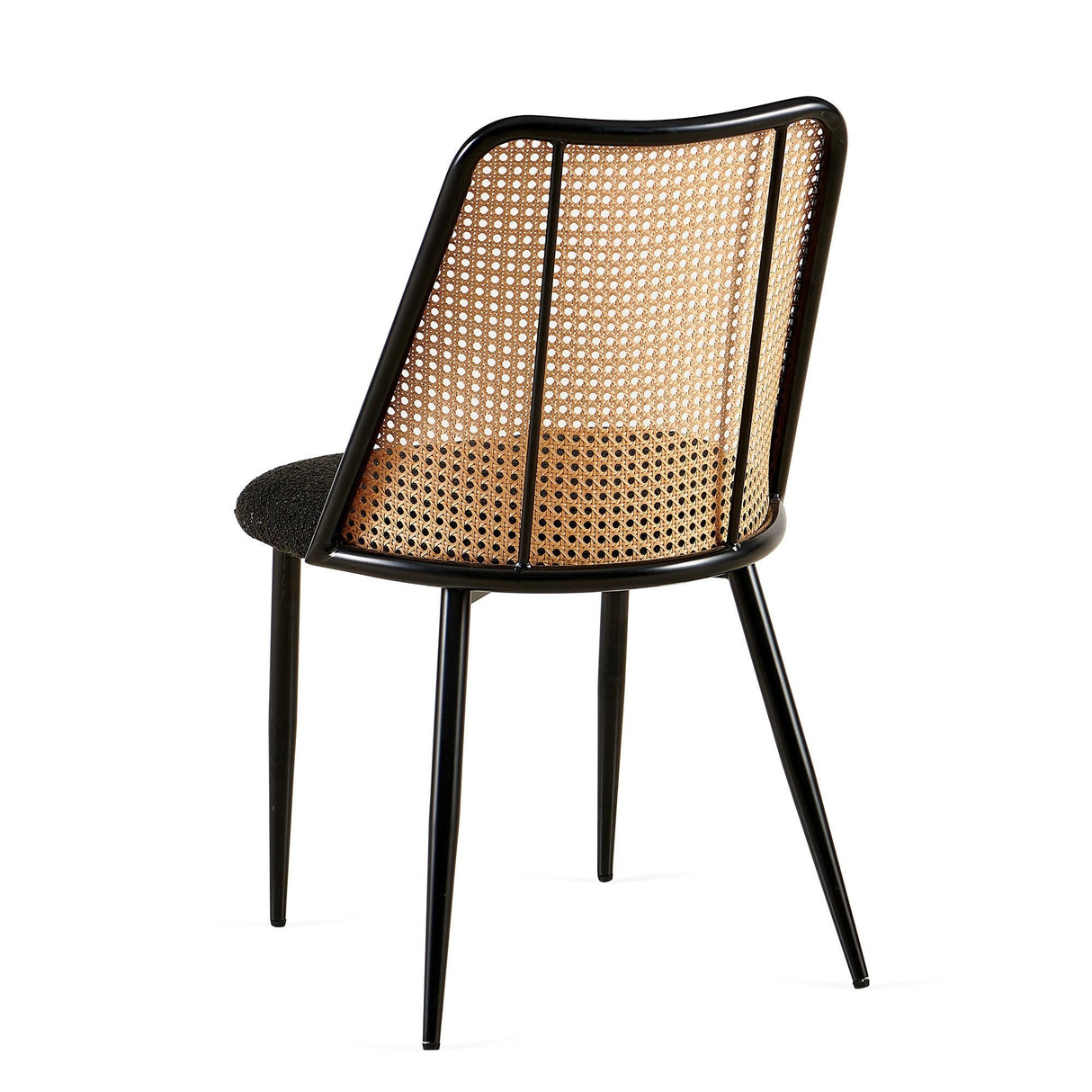 Upholstered Dining Chair with Natural Cane Back and Metal Legs, Set of 2 - Dining Chairs