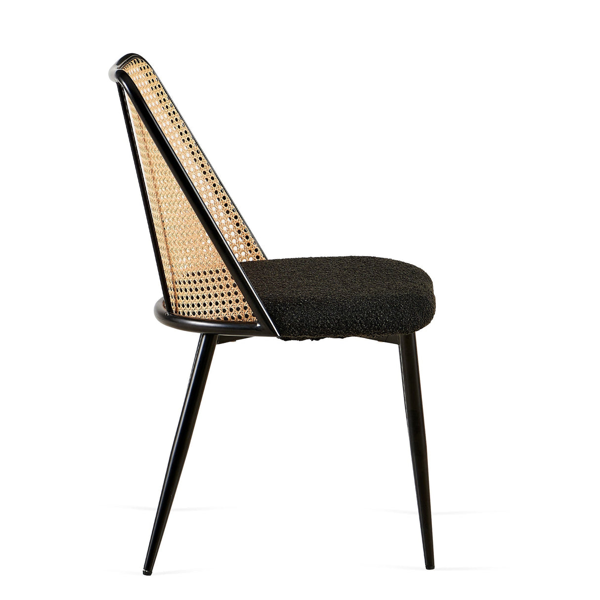 Upholstered Dining Chair with Natural Cane Back and Metal Legs, Set of 2 - Dining Chairs