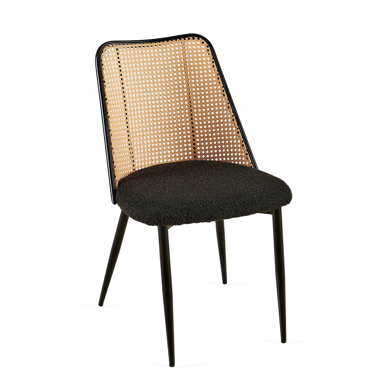 Upholstered Dining Chair with Natural Cane Back and Metal Legs, Set of 2 - Dining Chairs