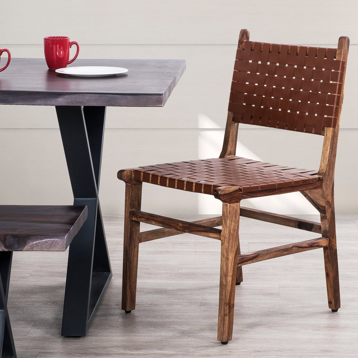 Upholstered Dining Chair with Open Back and Wood Frame, Set of 2 - Dining Chairs
