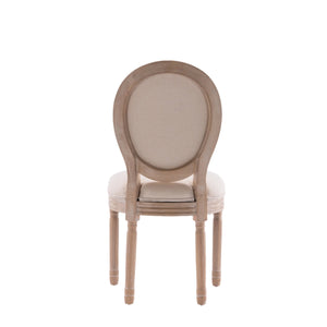 Upholstered Dining Chair with Oval Back and Solid Wood Frame Set of 2