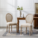 Upholstered Dining Chair with Oval Back and Solid Wood Frame, Set of 2 - Dining Chairs