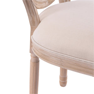 Upholstered Dining Chair with Oval Back and Solid Wood Frame Set of 2