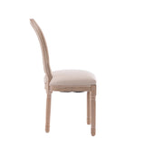 Upholstered Dining Chair with Oval Back and Solid Wood Frame Set of 2