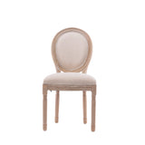 Upholstered Dining Chair with Oval Back and Solid Wood Frame Set of 2