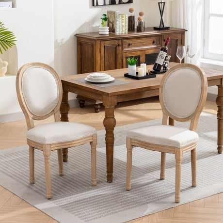 Upholstered Dining Chair with Round Back and Solid Wood Frame, Set of 2 - Dining Chairs