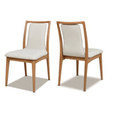 Upholstered Dining Chair with Rubberwood Frame and High Back, Set of 2 - Dining Chairs