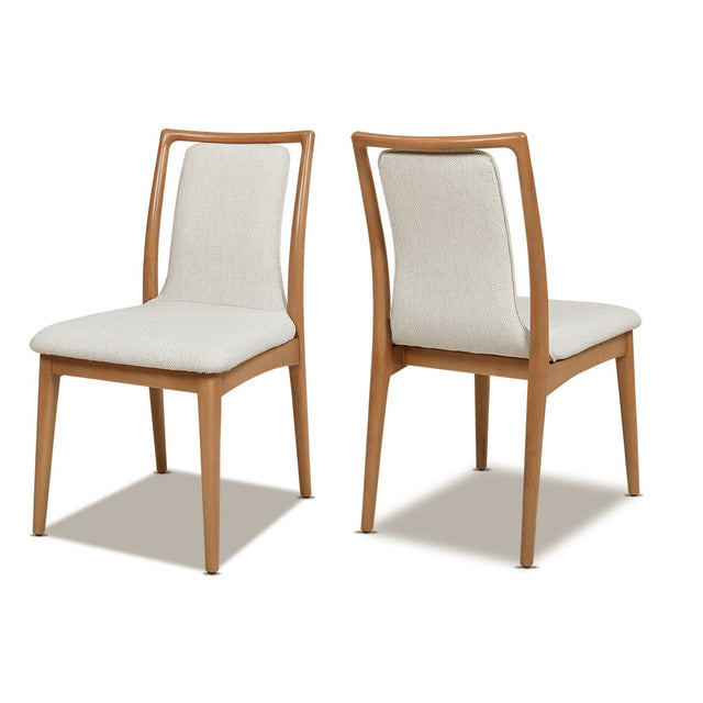 Upholstered Dining Chair with Rubberwood Frame and High Back, Set of 2 - Dining Chairs