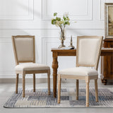 Upholstered Dining Chair with Square Back and Solid Wood Frame, Set of 2 - Dining Chairs