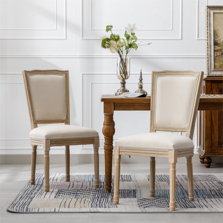 Upholstered Dining Chair with Square Back and Solid Wood Frame, Set of 2 - Dining Chairs