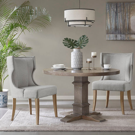 Upholstered Dining Chair with Wing Back and Piping Detail - Dining Chairs