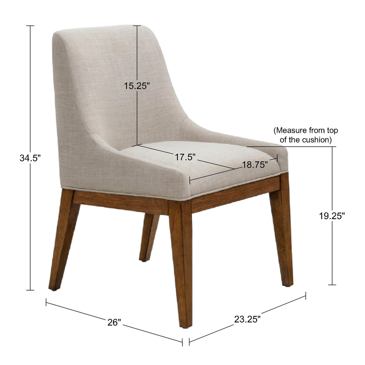 Upholstered Fabric Dining Chairs with Armless , Set of 2 - Dining Chairs