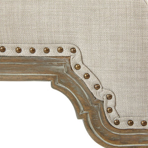 Upholstered Square Counter Stool with Nailhead TrimTurned Legsand Footrest