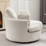 Upholstered Swivel Barrel Chair with 3 Pillows and Curved Backrest - Accent Chairs