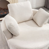 Upholstered Swivel Barrel Chair with 3 Pillows and Curved Backrest - Accent Chairs