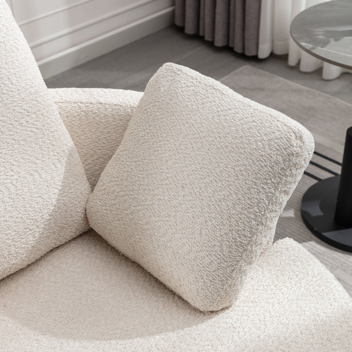 Upholstered Swivel Barrel Chair with 3 Pillows and Curved Backrest - Accent Chairs