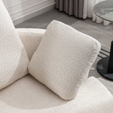 Upholstered Swivel Barrel Chair with 3 Pillows and Curved Backrest - Accent Chairs