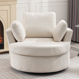 Upholstered Swivel Barrel Chair with 3 Pillows and Curved Backrest - Accent Chairs