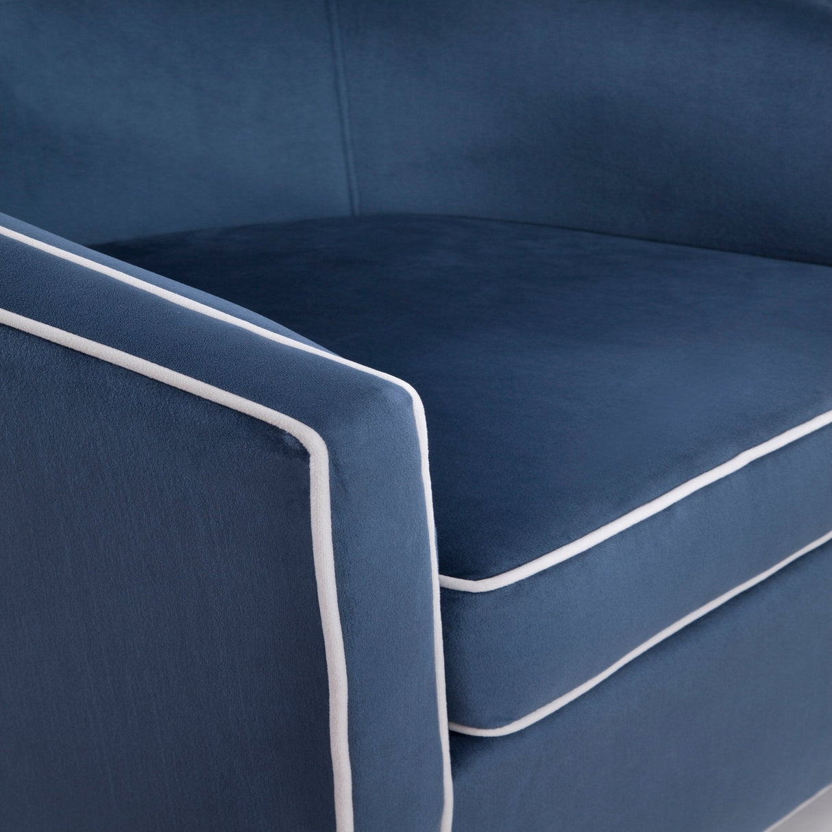 Upholstered Swivel Chair with Cream Welt, Sloped Arms and Removable Cushion - Accent Chairs