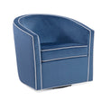 Upholstered Swivel Chair with Cream Welt, Sloped Arms and Removable Cushion - Accent Chairs