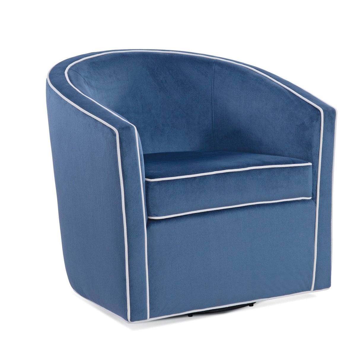 Upholstered Swivel Chair with Cream Welt, Sloped Arms and Removable Cushion - Accent Chairs