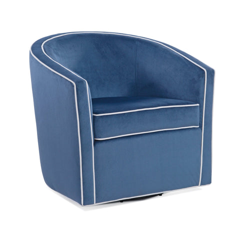 Upholstered Swivel Chair with Cream Welt, Sloped Arms and Removable Cushion - Accent Chairs
