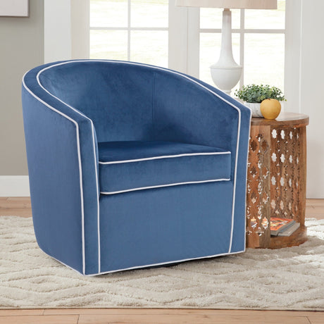 Upholstered Swivel Chair with Cream Welt, Sloped Arms and Removable Cushion - Accent Chairs