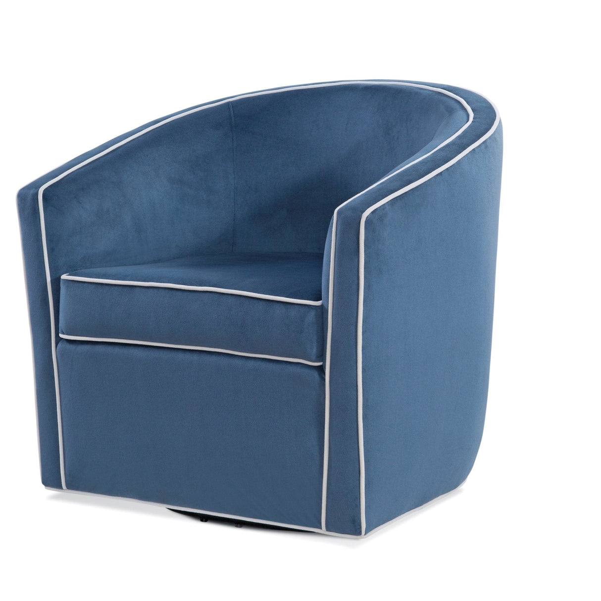 Upholstered Swivel Chair with Cream Welt, Sloped Arms and Removable Cushion - Accent Chairs