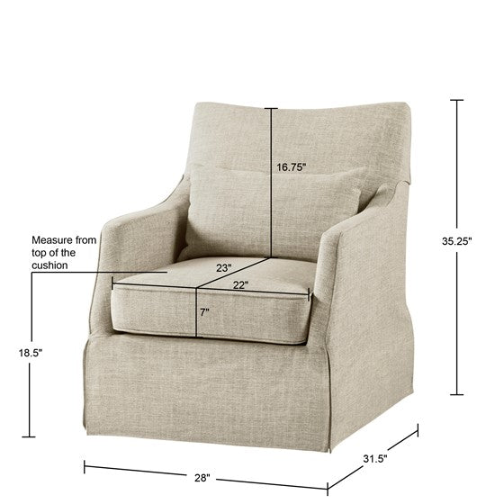 Upholstered Swivel Chair with Metal Base and Recessed Arms - Accent Chairs