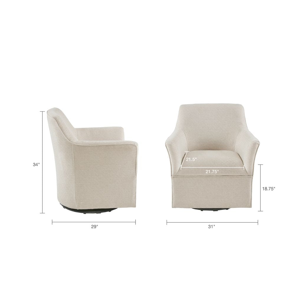 Upholstered Swivel Glider Chair with Flared Arms and Metal Base - Accent Chairs