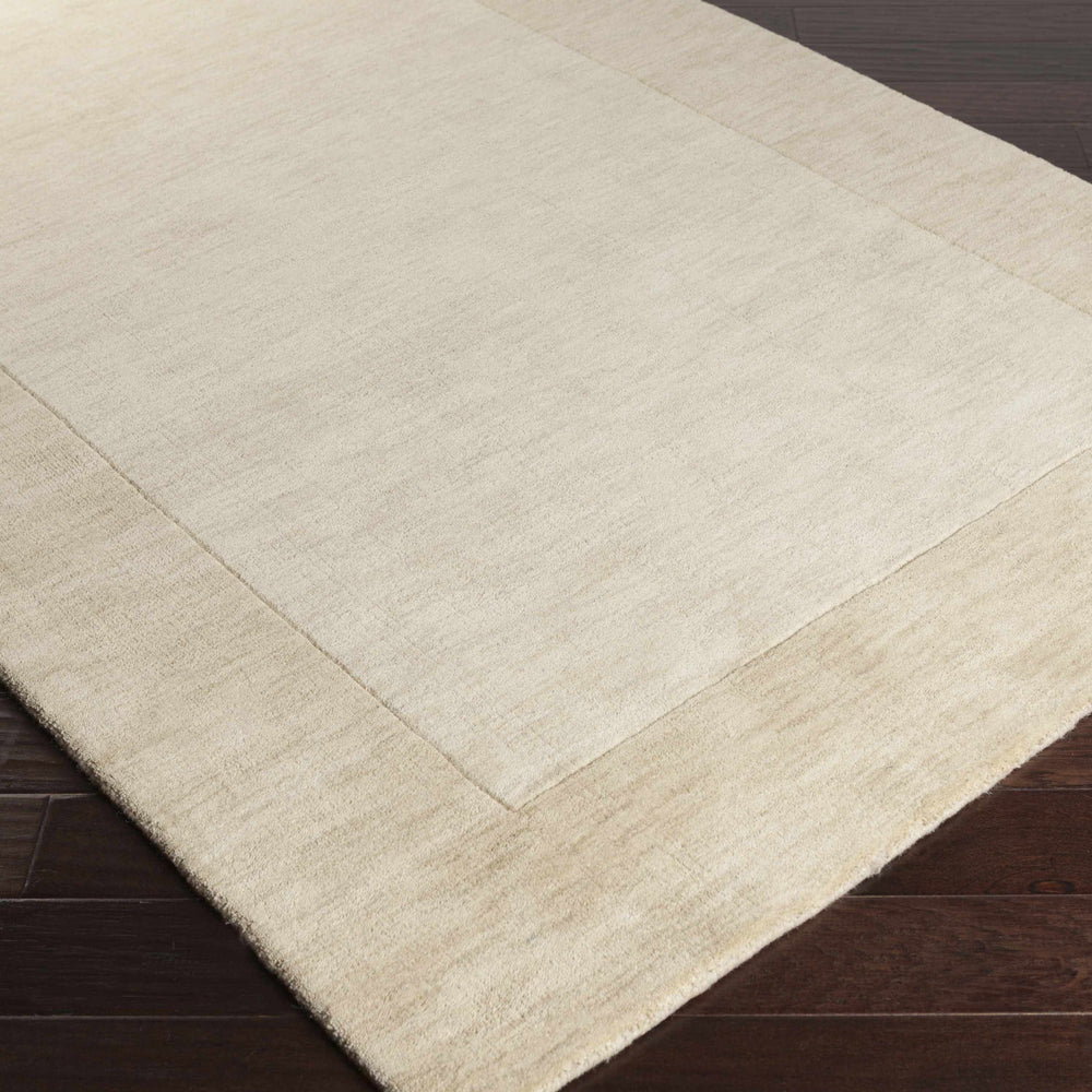 Bordered Solid Wheat Cream Wool Rug