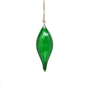 Blown Glass Teardrop Ornament - Green - High Bulge