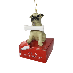 Pug with Bone Ornament