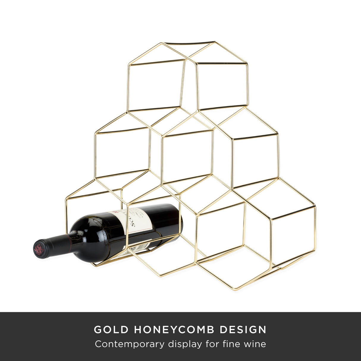 Belmont geo 6-bottle counter top wine rack in gold viski®