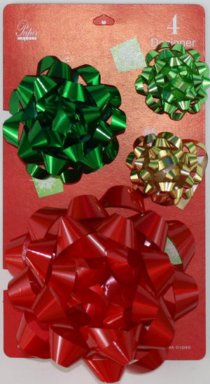 Confetti Bow 4 Pack - Burg/Gold