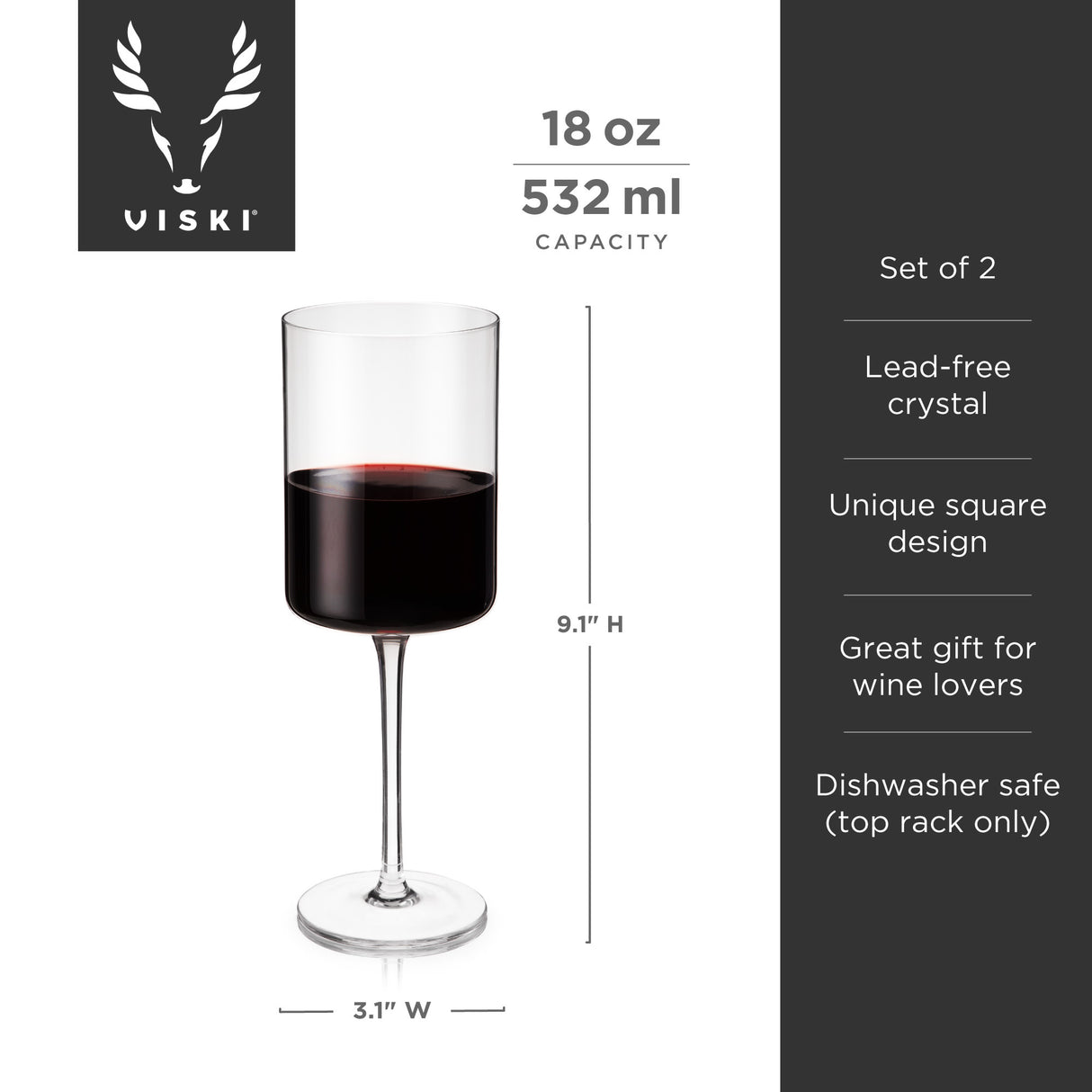 Laurel crystal red wine glasses viski®