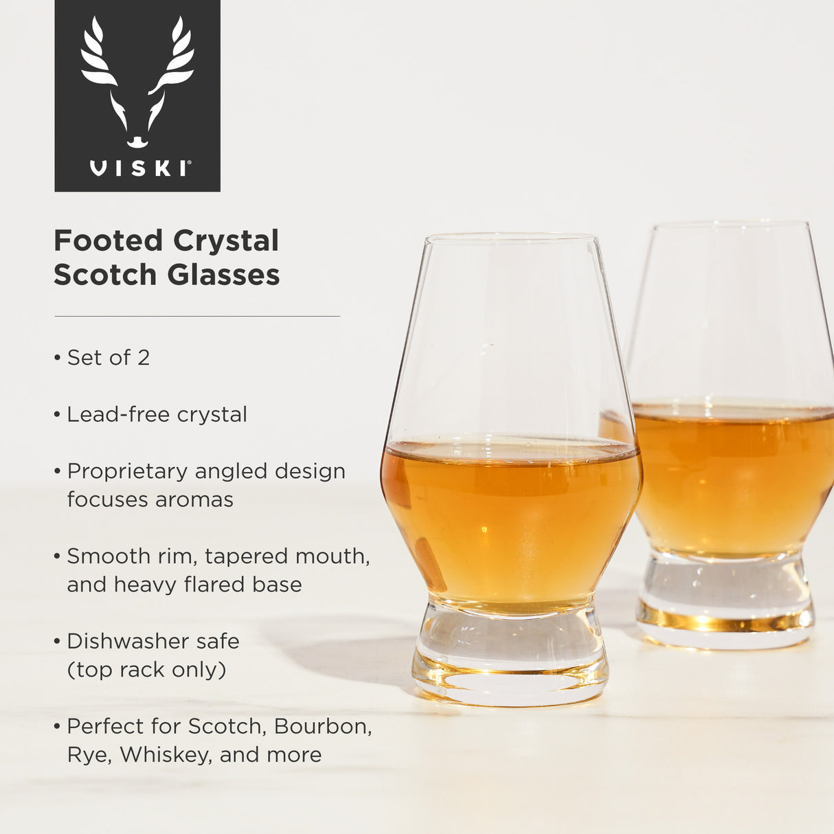 Raye crystal footed scotch glasses viski®