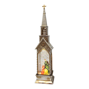 Lighted Church Waterglobe -  Holy Family