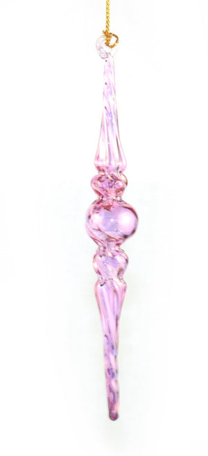Outer Swirl Icicle Glass Ornaments - Purple