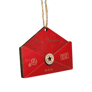 Wooden Letter to Santa Ornament -  Red