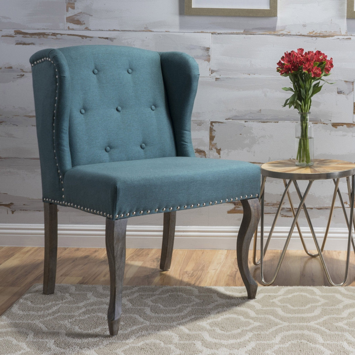 Valsa Upholstered Accent Chair with Nailhead Trim and Wing Back - Accent Chairs