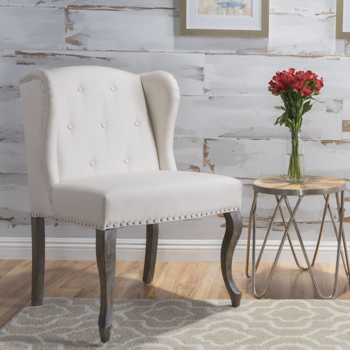 Valsa Upholstered Accent Chair with Nailhead Trim and Wing Back - Accent Chairs