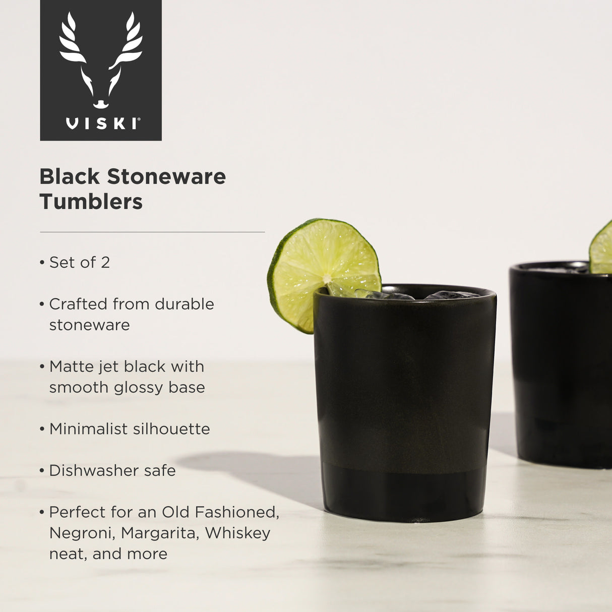 Stoneware dof tumblers in black viski®