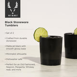 Stoneware dof tumblers in black viski®