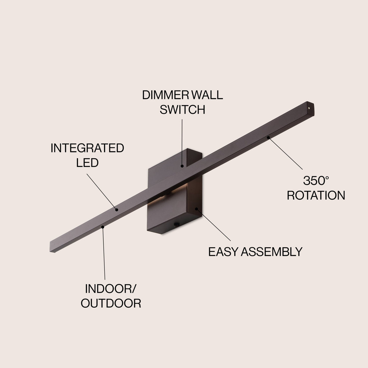 Vara modern minimalist indoor/outdoor metal 350 - degree rotatable dimmable integrated led wall sconce - Tuesday Morning - Outdoor Lighting