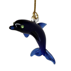 Solid Blown Glass Dolphin Ornament