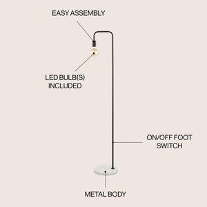 Vega minimalist edison metal/marble led floor lamp - Tuesday Morning - Floor Lamps